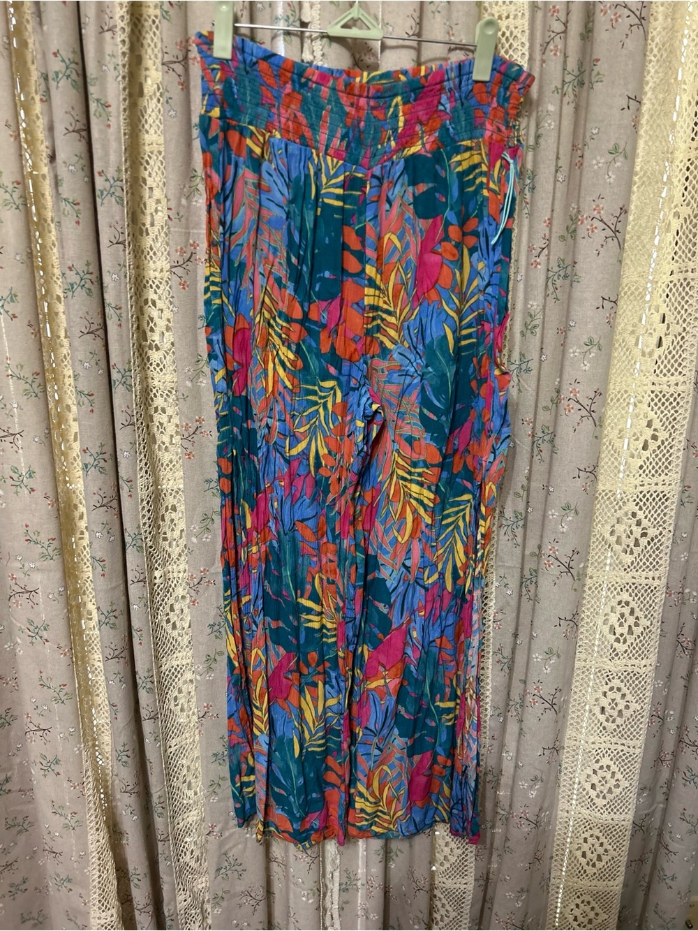 Kona Sol Tropical Print Wide Leg Resort Pants NWOT M